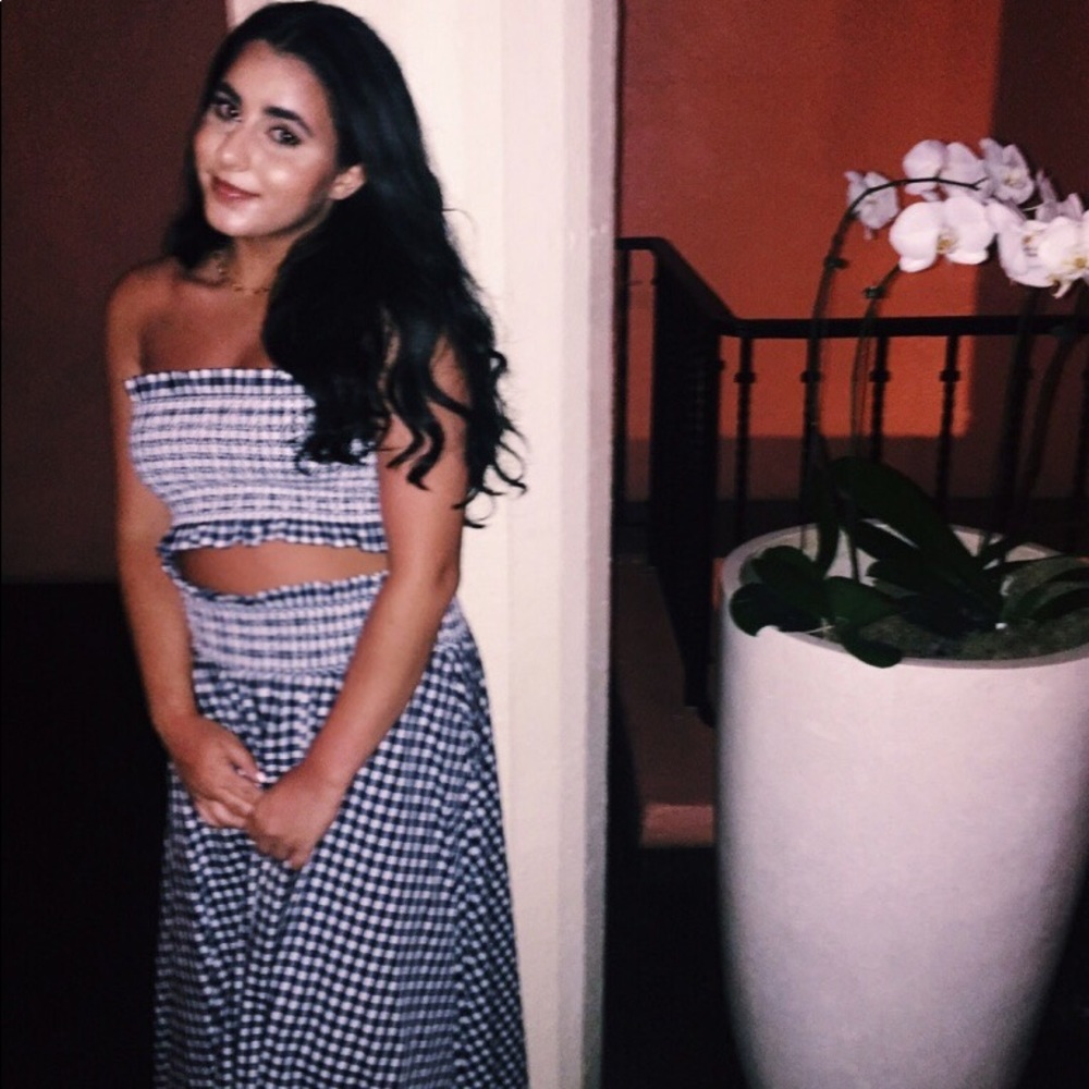 Zara Smocked Gingham Two Piece Set (Top + Skirt)